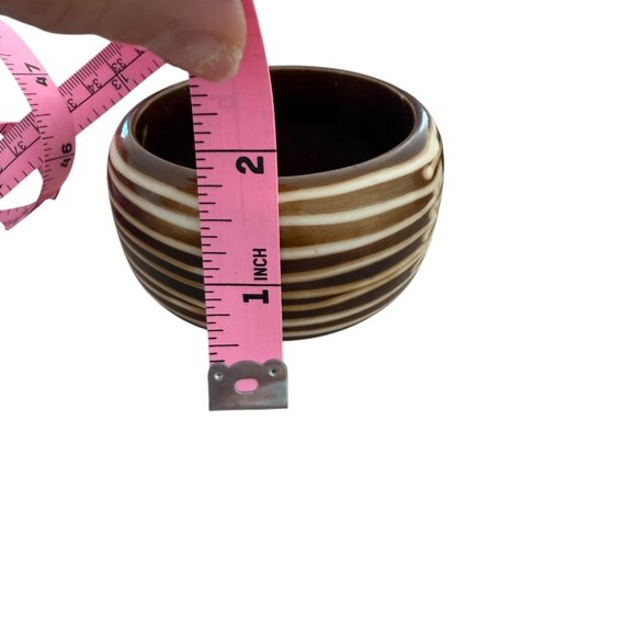 Monies Chunky Animal Print Bangle Bracelet statement unsigned Brown - Picture 9 of 10